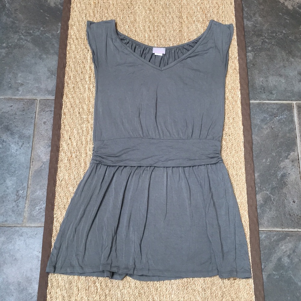 Gray dress.